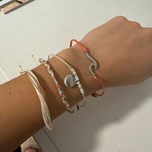Pura Vida Silver and Coral Bracelet Set